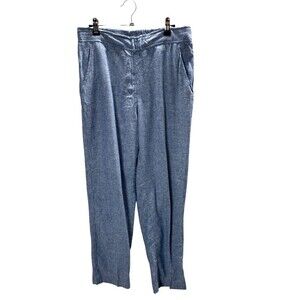 Max Studios Pants Women's Size Medium Blue Linen Blend Pull On